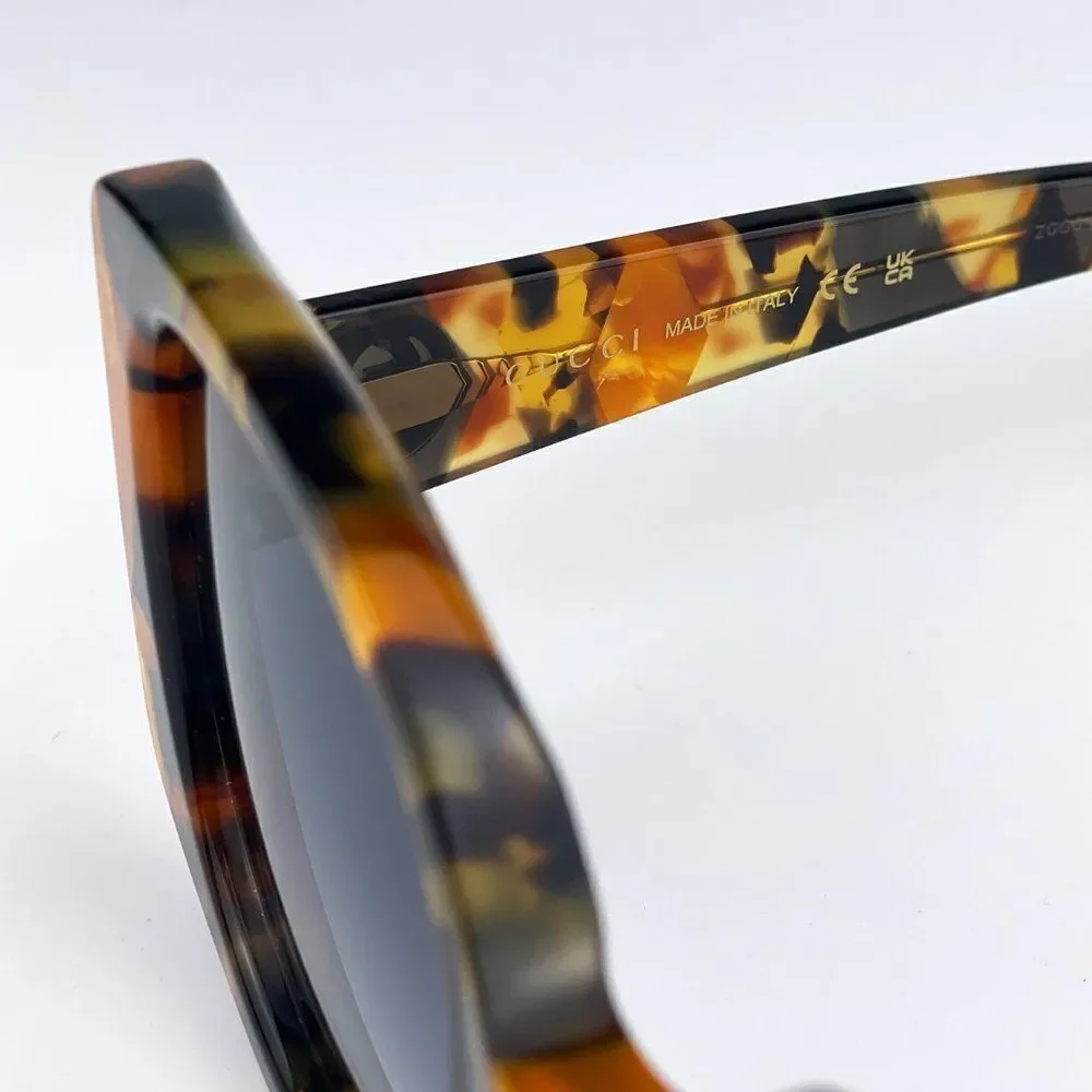 NEW Gucci GG1257S 004 Havana Gradient Blue Butterfly Oversized Women Sunglasses
